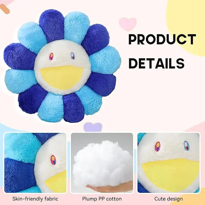 Aesthetic Sunflower Plush Pillow Cute Flower Stuffed Cushion Rainbow Floral Decorative Pillow Office Chair Back Pillow Decor