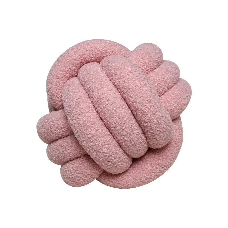 Hand-woven Knotted Ball Pillow Lamb Velvet Roll Pillow Sofa Living Room Household Cushion Head Back Bed Back