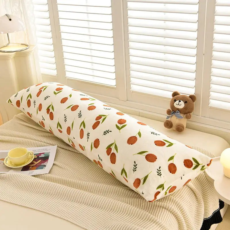 1PCS 2025 new milk fleece printed long throw pillow couple household double long pillow waist pillow