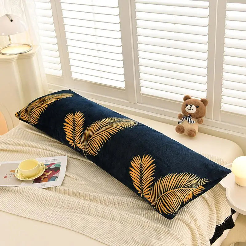 1PCS 2025 new milk fleece printed long throw pillow couple household double long pillow waist pillow