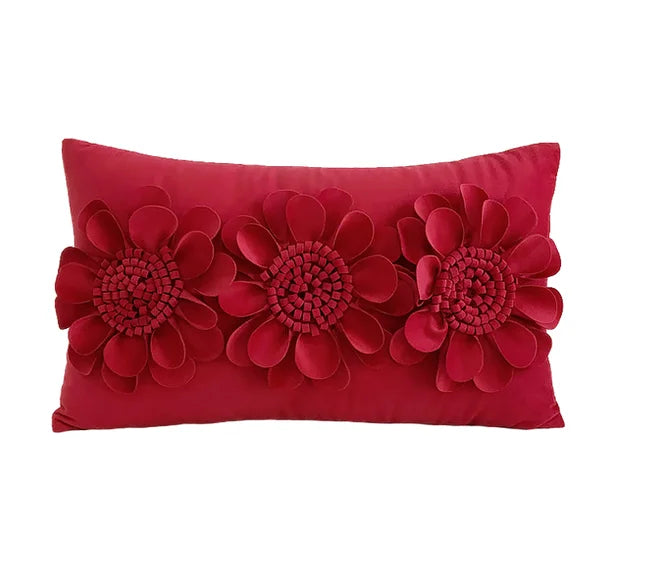 Fashion Modern Style Pink White Throw Pillows 45*45cm Velvet Stitching 3D Chrysanthemum  Cushion Waist Pillow Blue Cushion Case