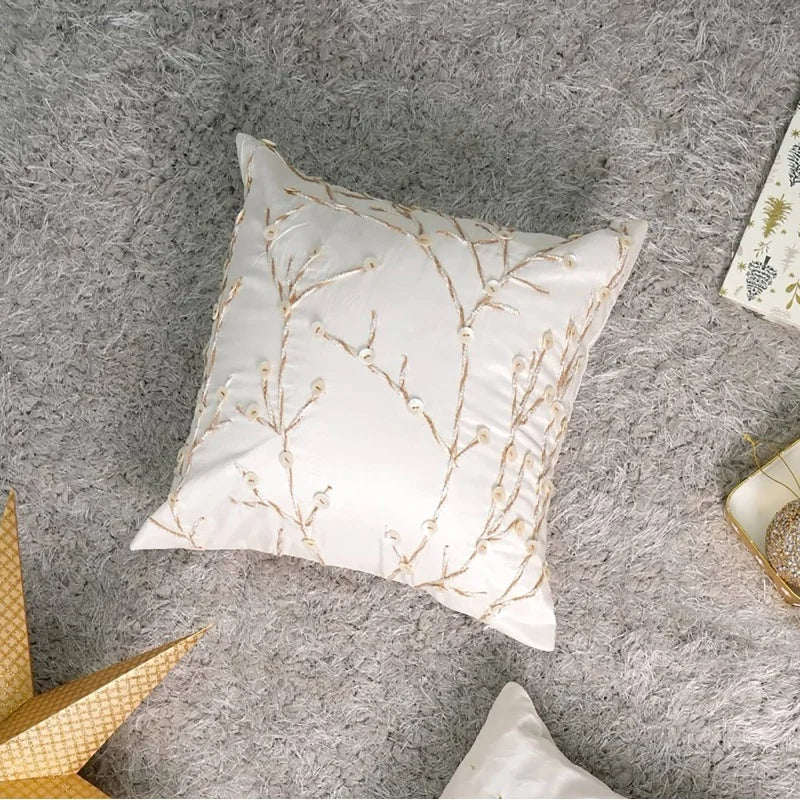 100% Polyester Throw Pillow with Embroidery Work – Soft & Stylish Accent-18X18