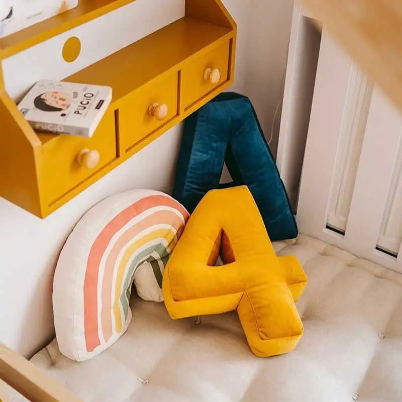 Velvet Letters Throw Pillow Alphabet Pillow Custom Letter Cushion Kid Party Gift Backrest Toy Nursery Prop Baby Home Decor