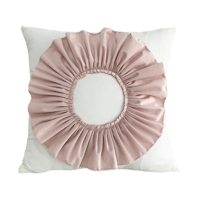 Fashion Modern Style Pink White Throw Pillows 45*45cm Velvet Stitching 3D Chrysanthemum  Cushion Waist Pillow Blue Cushion Case