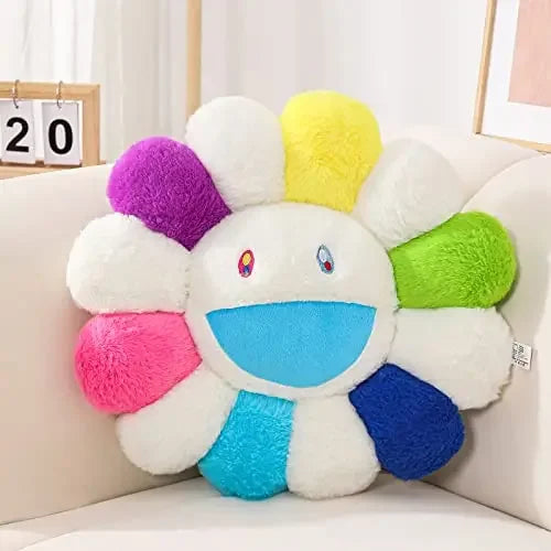 Aesthetic Sunflower Plush Pillow Cute Flower Stuffed Cushion Rainbow Floral Decorative Pillow Office Chair Back Pillow Decor