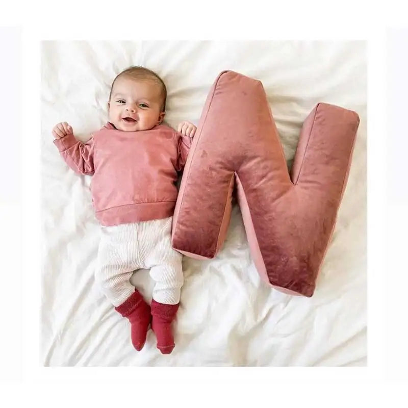Velvet Letters Throw Pillow Alphabet Pillow Custom Letter Cushion Kid Party Gift Backrest Toy Nursery Prop Baby Home Decor