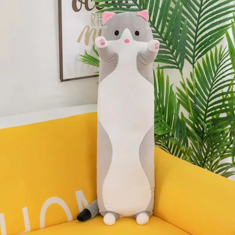Long Cat Plush Body Pillow Creative Cute Animal Stuffed Cushion Soft Sofa Decorative Throw Pillow Large Sleeping Cushion Decor