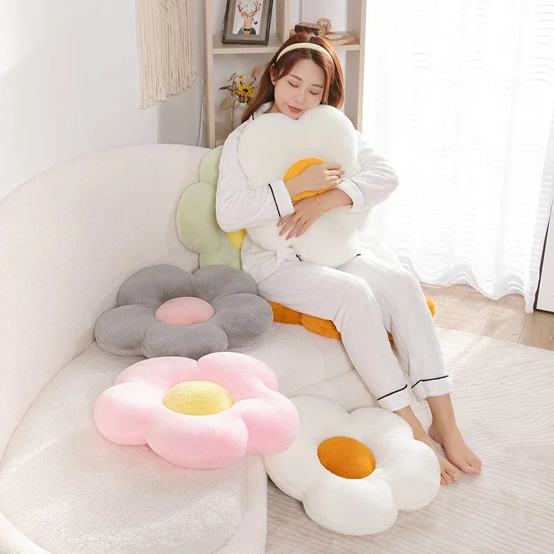 Flower Circular Shape Cushion Soft Nap Chair Pillow for Office Classroom Bedroom Floor Use Winter Thickened Decor