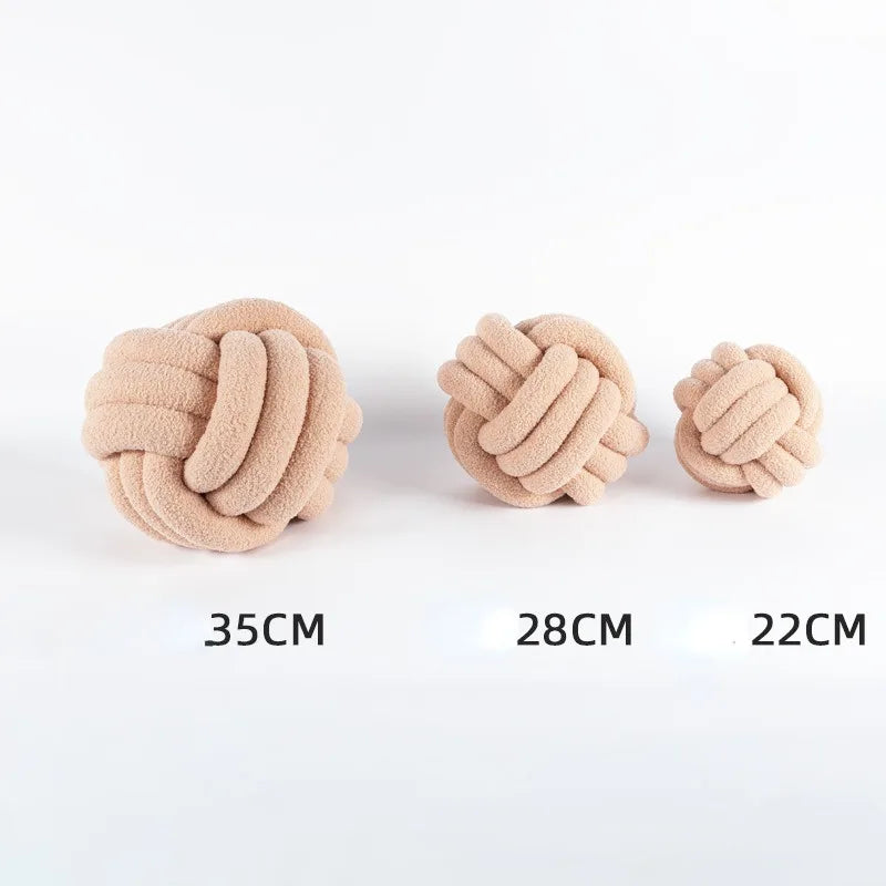 Hand-woven Knotted Ball Pillow Lamb Velvet Roll Pillow Sofa Living Room Household Cushion Head Back Bed Back