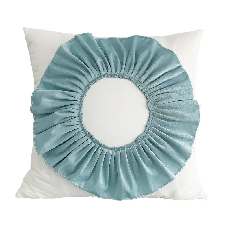 Fashion Modern Style Pink White Throw Pillows 45*45cm Velvet Stitching 3D Chrysanthemum  Cushion Waist Pillow Blue Cushion Case
