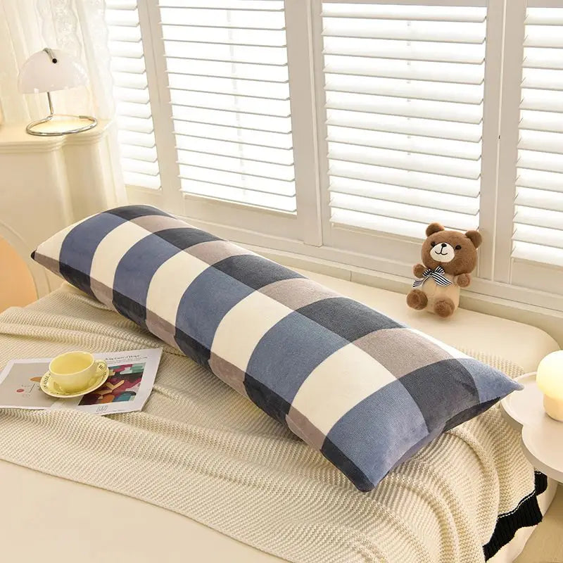 1PCS 2025 new milk fleece printed long throw pillow couple household double long pillow waist pillow