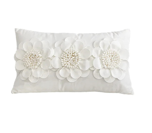 Fashion Modern Style Pink White Throw Pillows 45*45cm Velvet Stitching 3D Chrysanthemum  Cushion Waist Pillow Blue Cushion Case