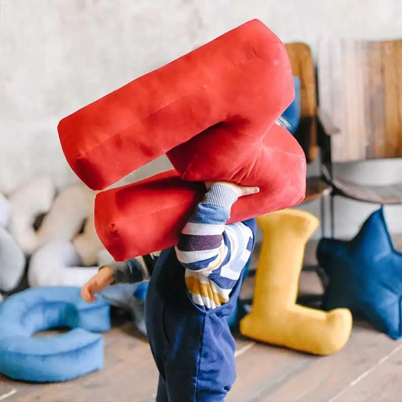 Velvet Letters Throw Pillow Alphabet Pillow Custom Letter Cushion Kid Party Gift Backrest Toy Nursery Prop Baby Home Decor