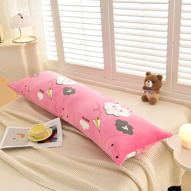 1PCS 2025 new milk fleece printed long throw pillow couple household double long pillow waist pillow