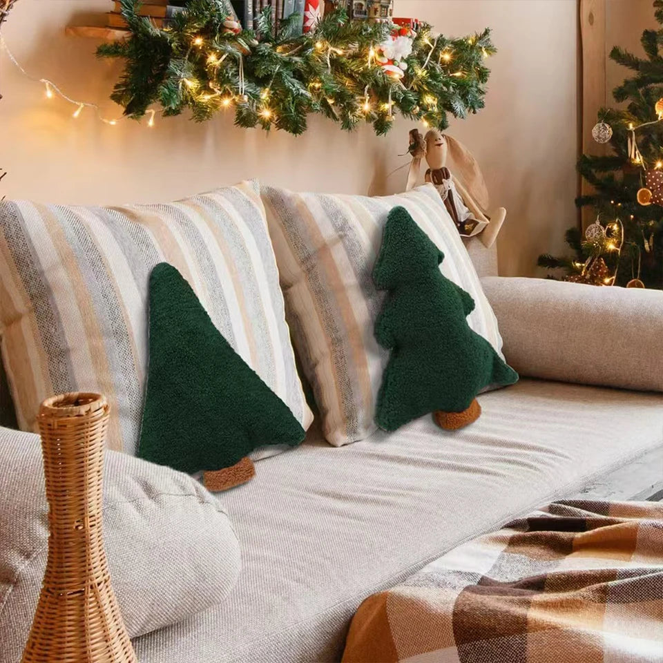 2025 New Home Decor Christmas Tree Pillow Festive Holiday Throw Cushion Soft Xmas Plush Sofa Bed Decorations Kids Cute Gifts